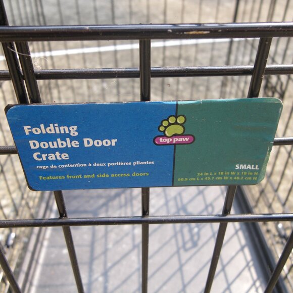 Folding Double Door Small Dog Crate 24" x 18" x 19" - Picture 3 of 5